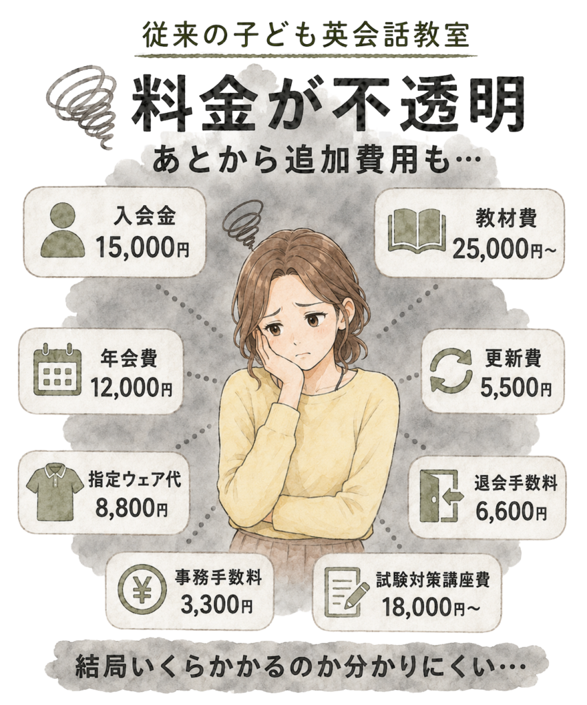 従来の子ども英会話教室は料金が不透明